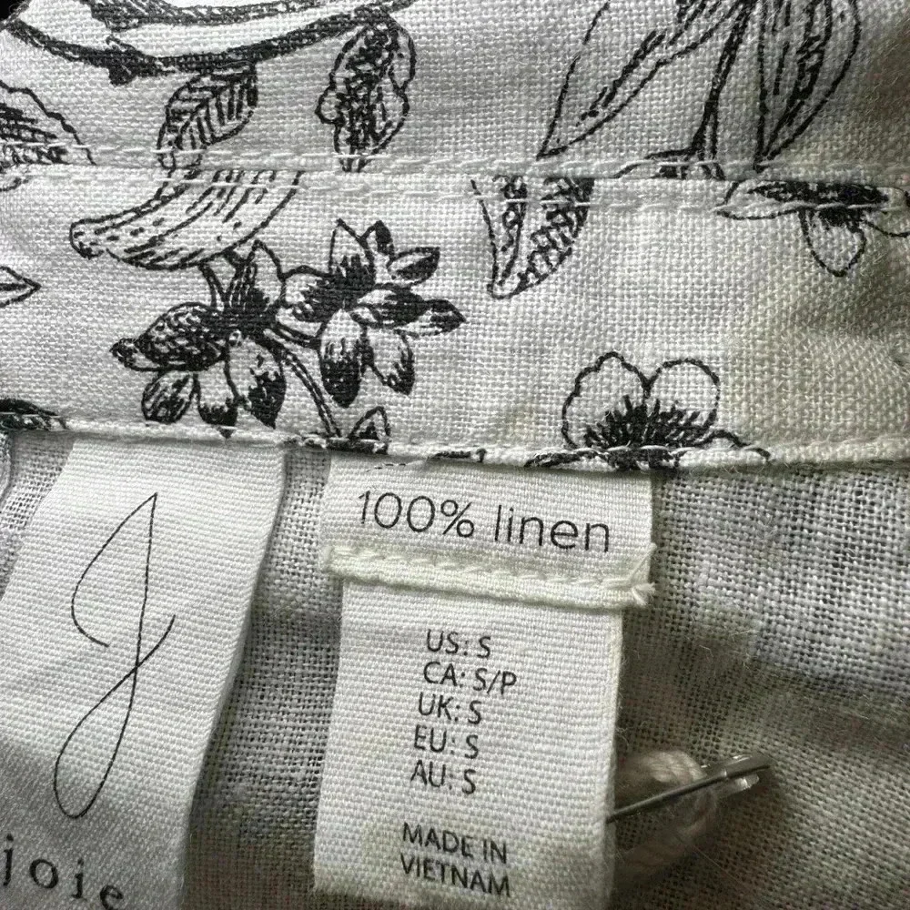 JOIE LINEN BLAZER Grey/White floral print NWT POCKETS SZ S & SZ M notched collar - Picture 10 of 12